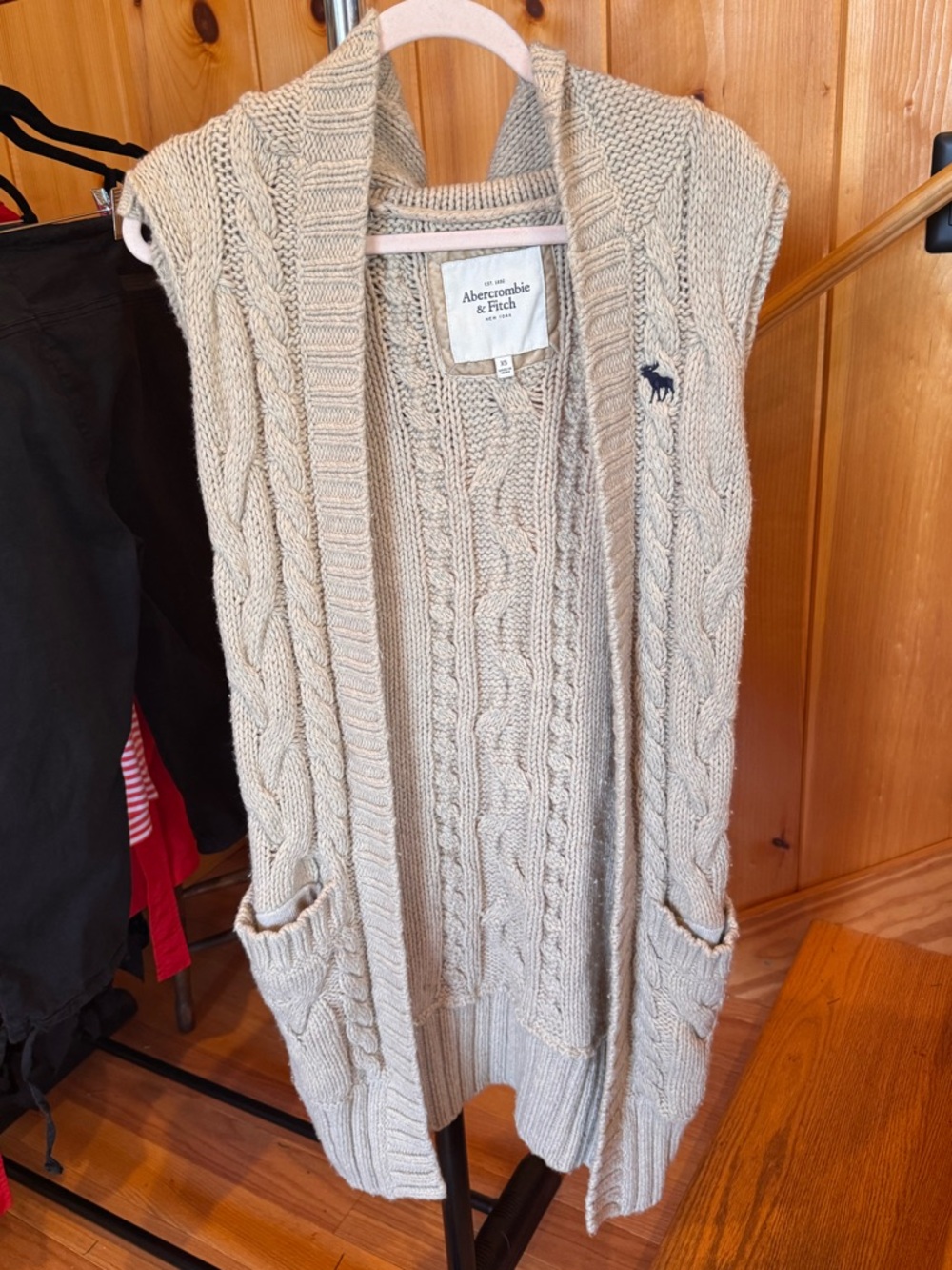 Y2K Abercrombie & Fitch wool sleeveless long cardigan with hood XS
